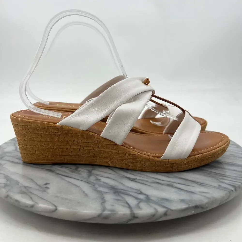 Italian Shoemakers‎ Womens 10 Sandals Slip On Wedge Heel Elastic Gore Straps